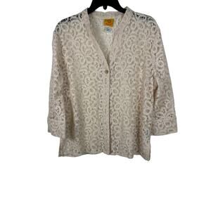 Ruby Rd. Women's Cream Lace Cardigan